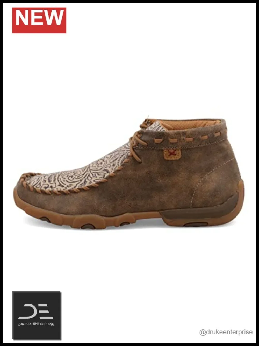 Women's Chukka Driving Moc Boot Leather Slip-On Lace-Up Casual